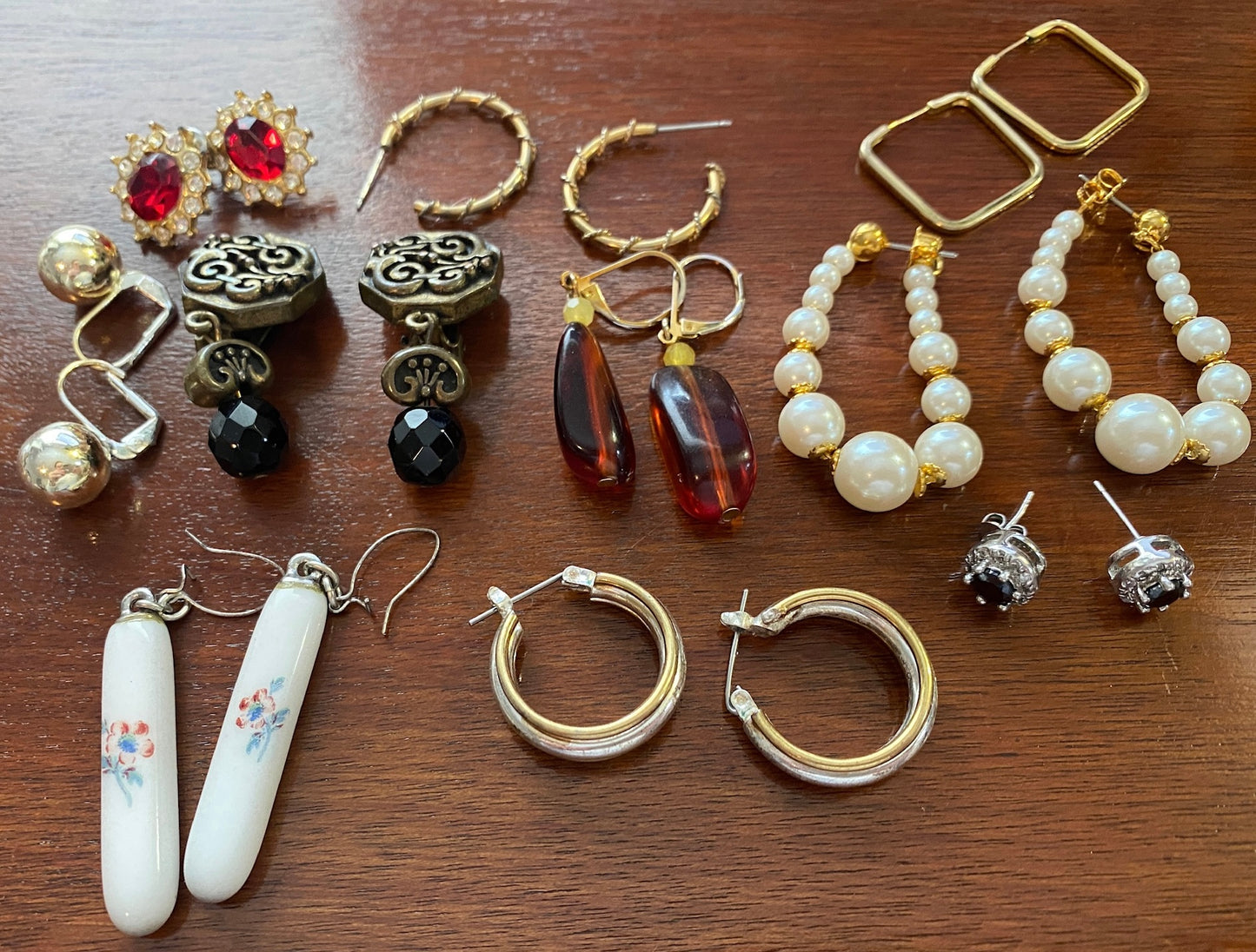 HUGE Lot of Pierced Earrings Vintage to Now Drop Dangly Faux Pearl Rhinestone