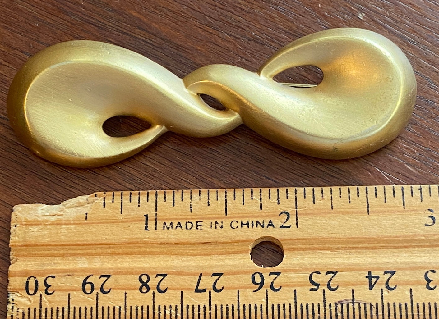 Vintage Matte Brushed Gold Tone Signed MONET Modernist Brooch Pin