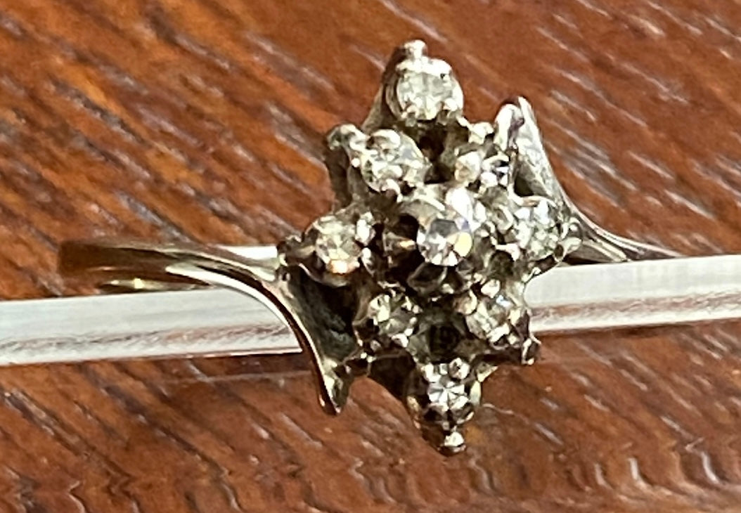 Vintage Signed Trubrite 10k White Gold Diamond Ring Sz 7