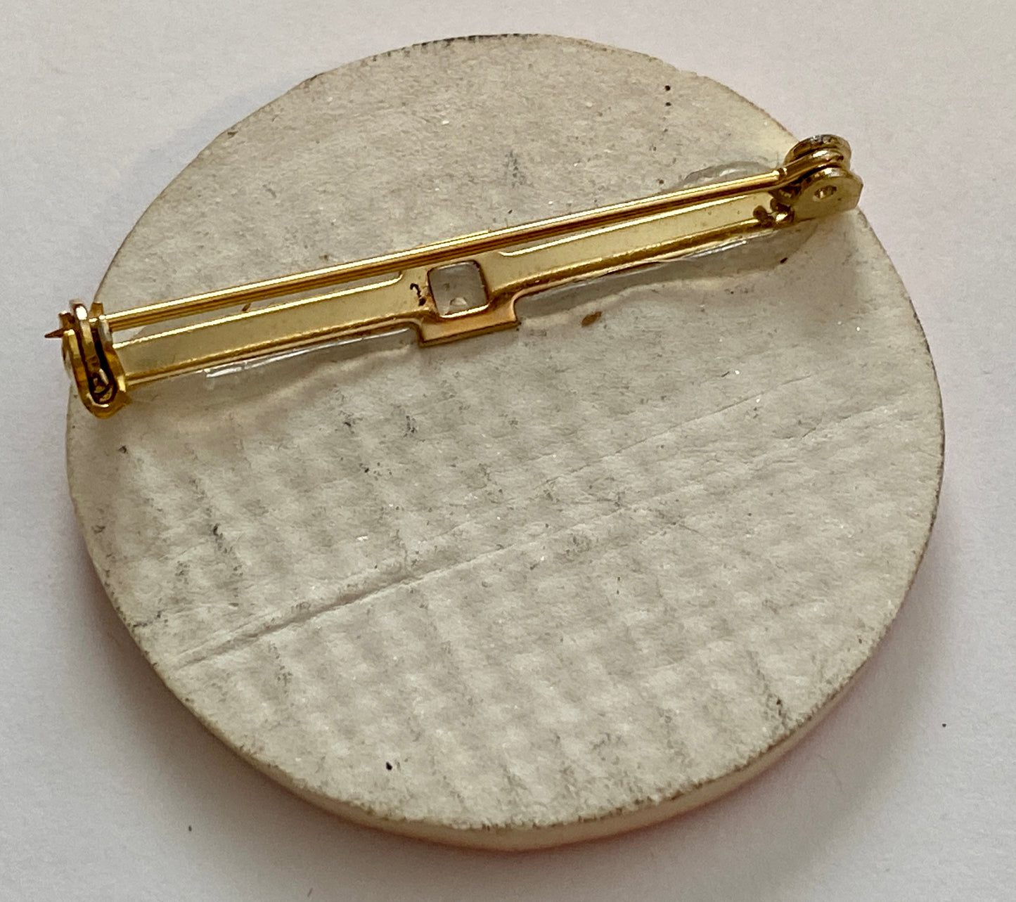 Vintage Alabaster Ceramic Glazed Red Gold Art Brooch Pin