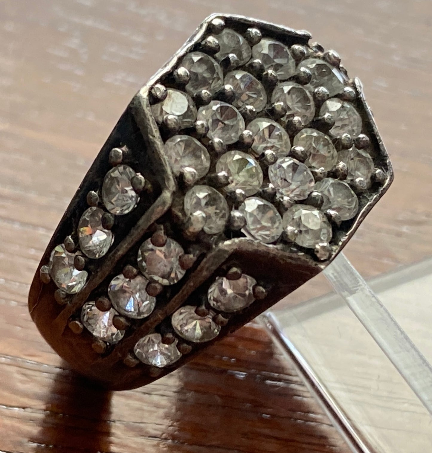 Mens Sterling Silver 925 Pave Cubic Zirconia Ring Sz 8.5