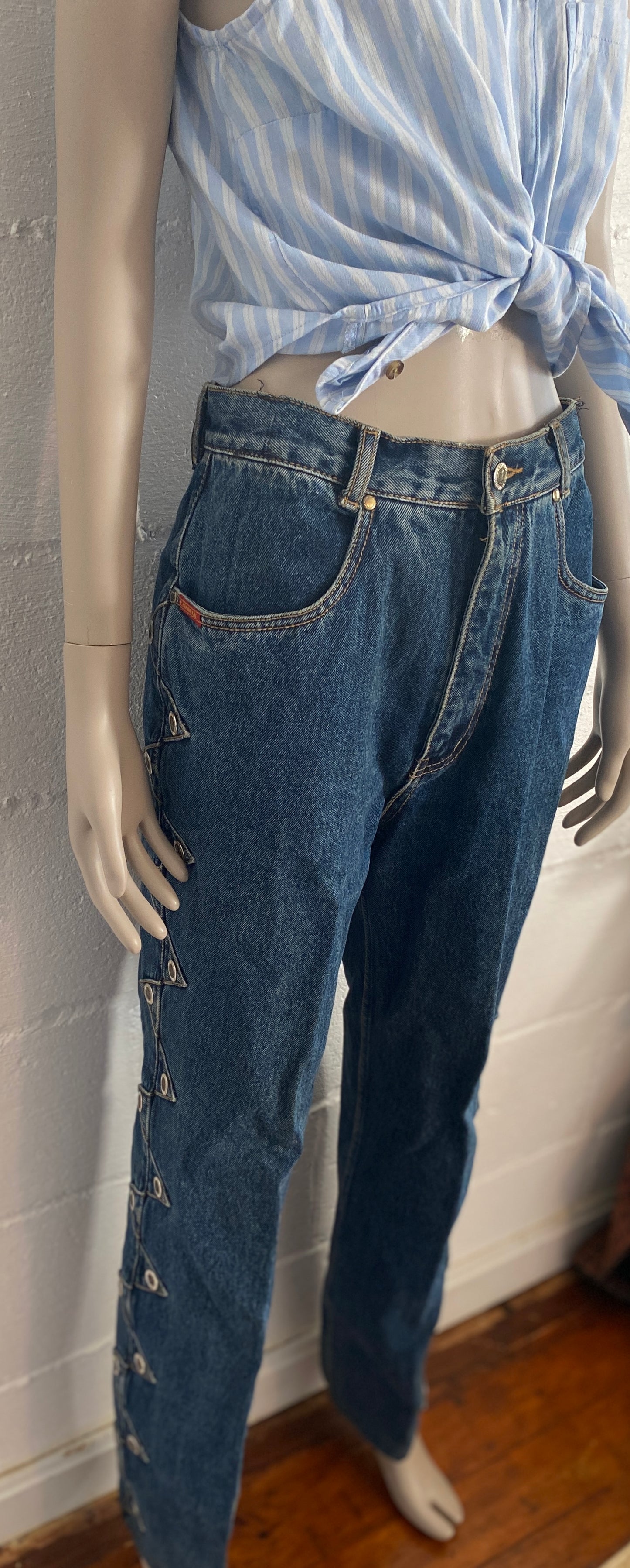 Vintage Lawman Western Rodeo Stud High Rise Jeans Sz 11 Cowboy