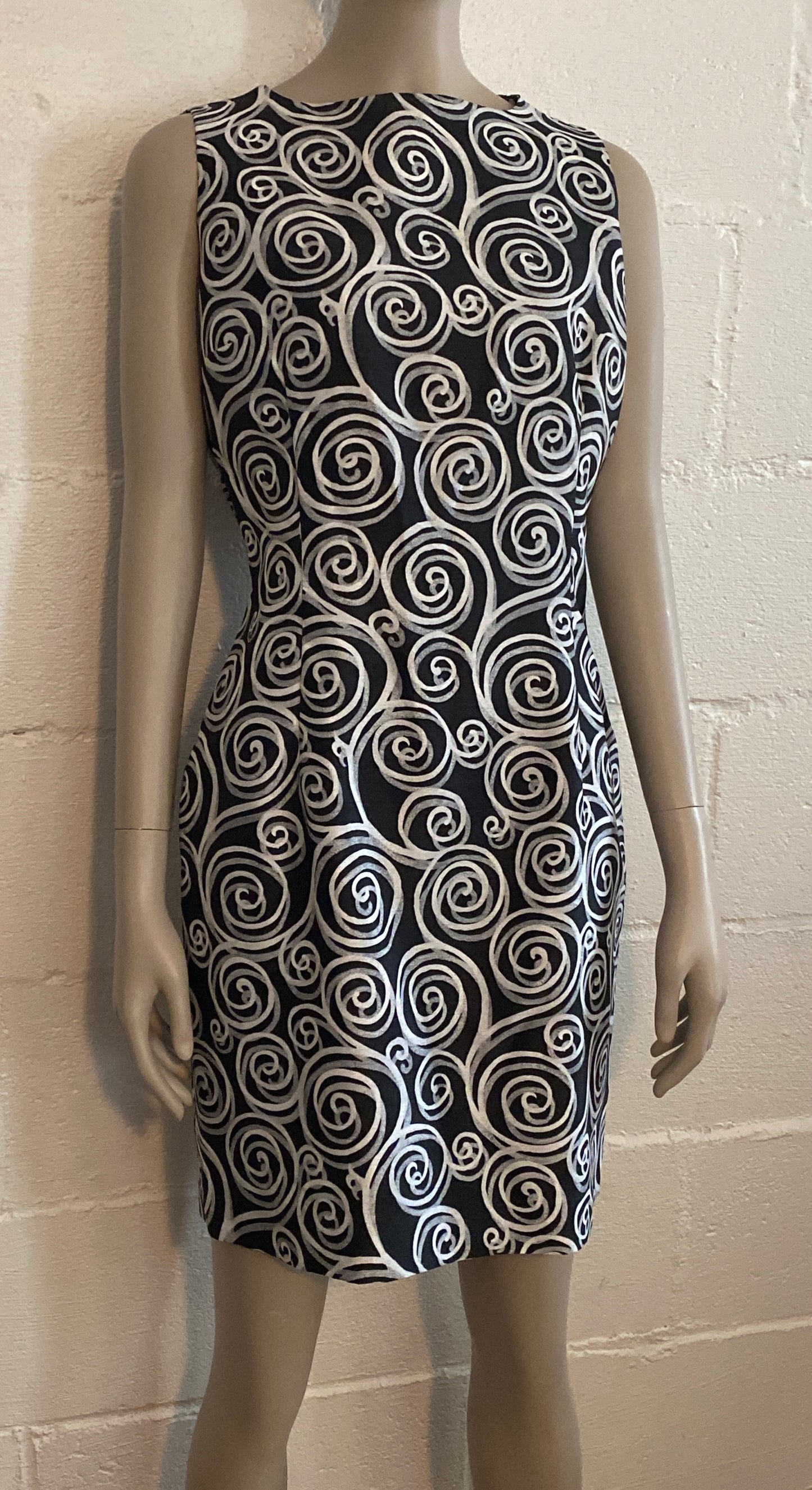 Retro David Warren Geometric Mod Pattern Sheath Dress Sz 8