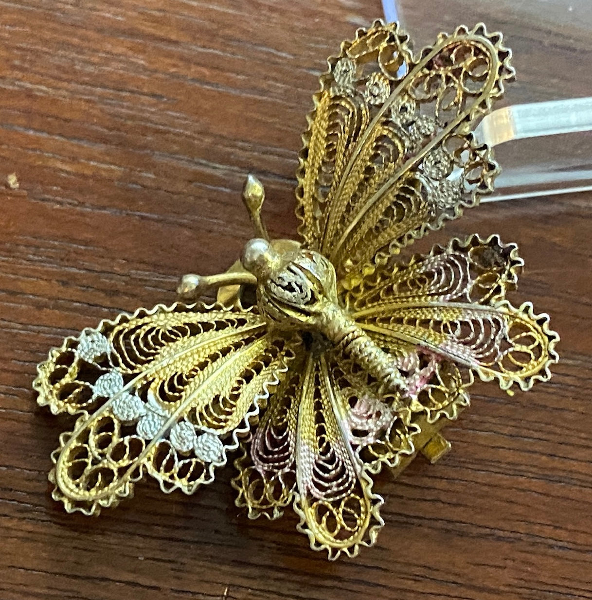 Tritone Filigree 900 Silver Butterfly Clip on Earring SINGLE