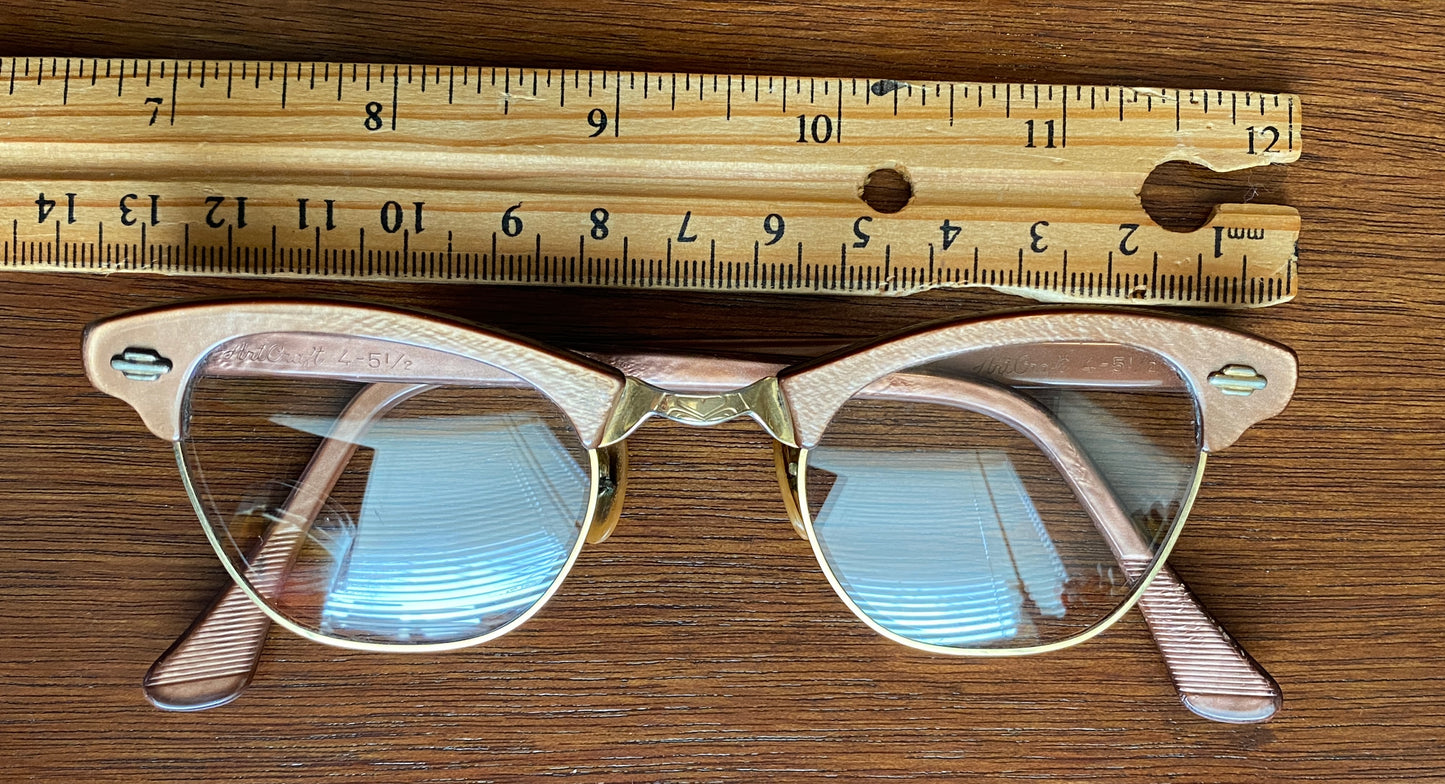 Womens Vintage Artcraft Gold Filled Cat Eye Glasses Eyeglasses