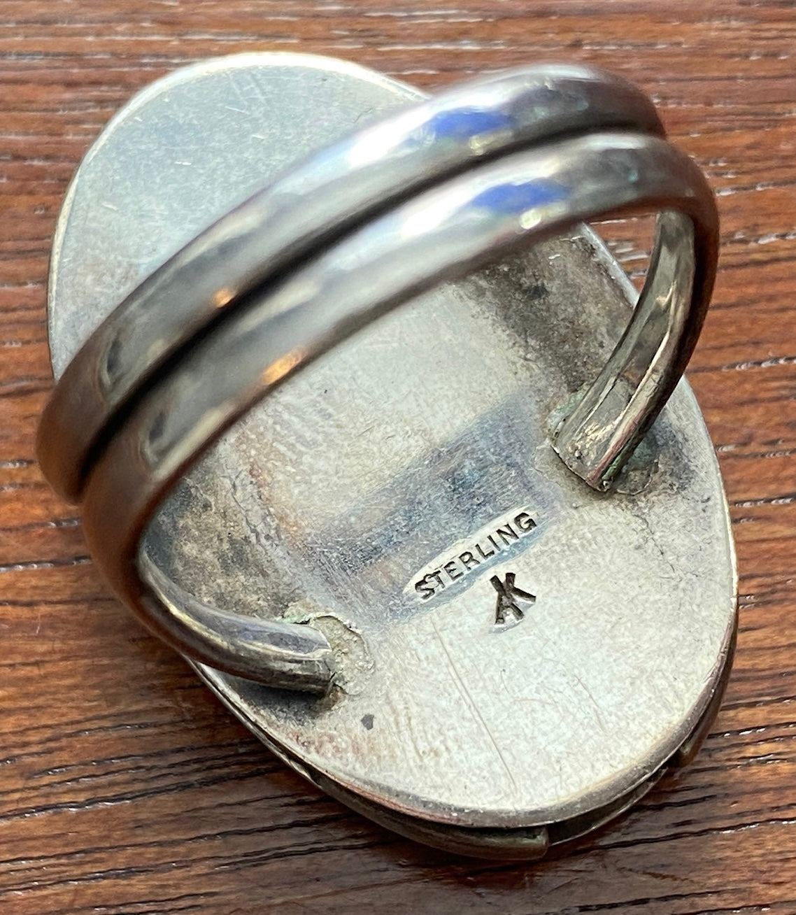 Signed Sterling Silver 925 Native American Figure Large Ring Sz 9.75