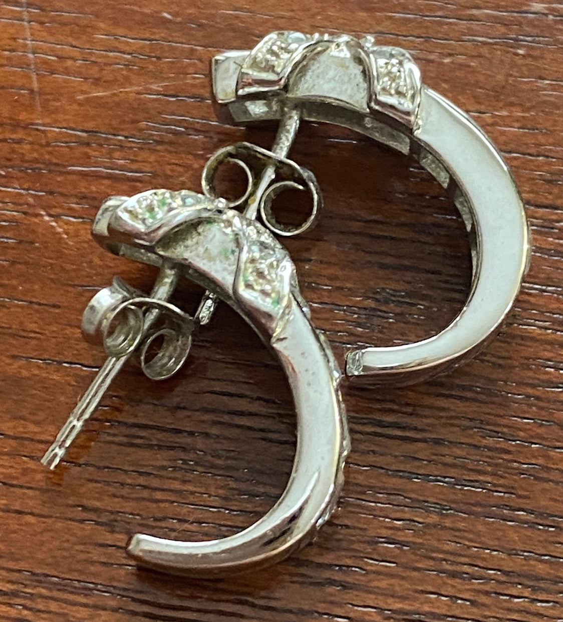 Sterling Silver 925 CZ Princess Round X Pattern Hoop Pierced Earrings