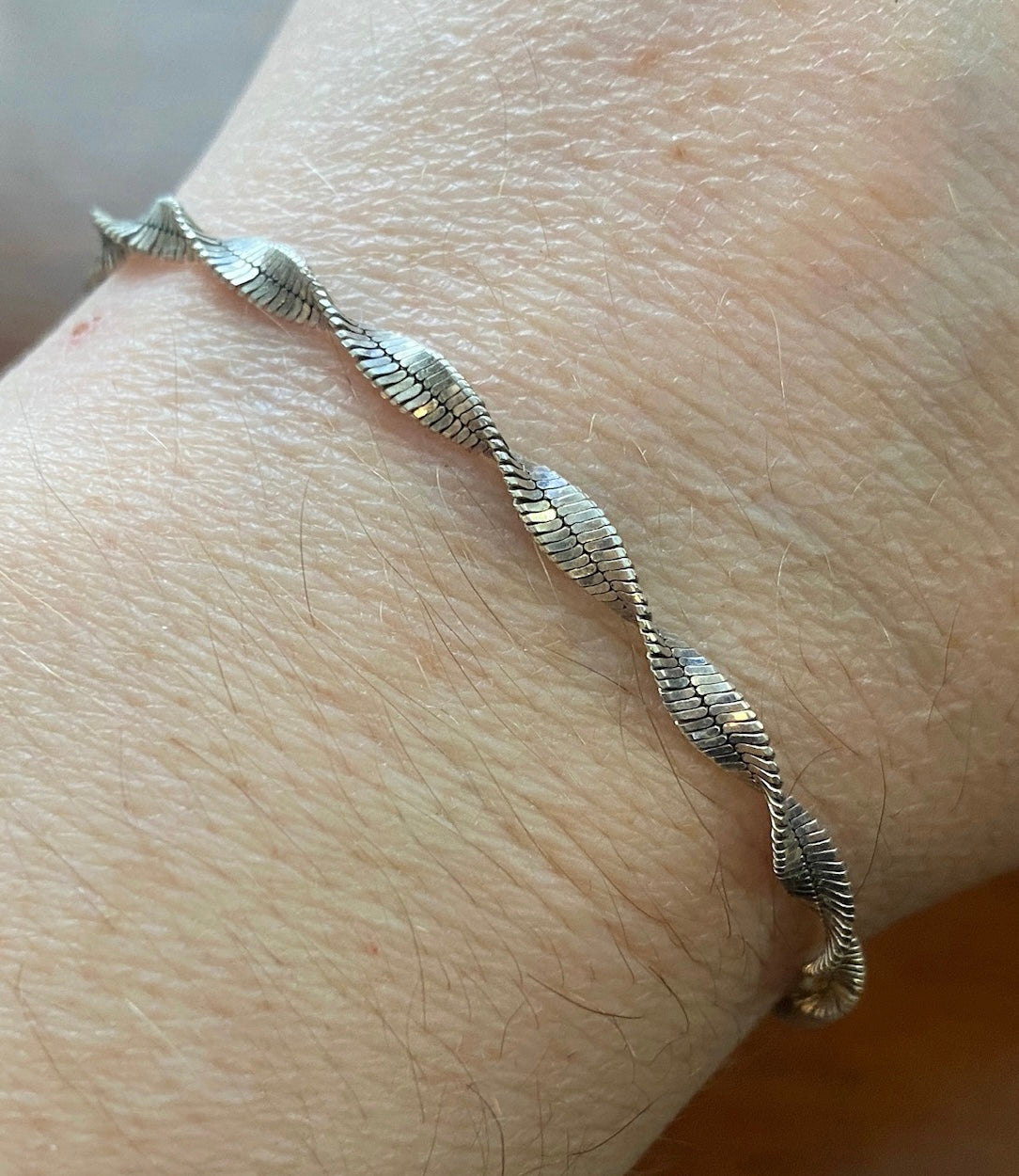 Sterling Silver 925 Twist Chain Bracelet 7.225" Long