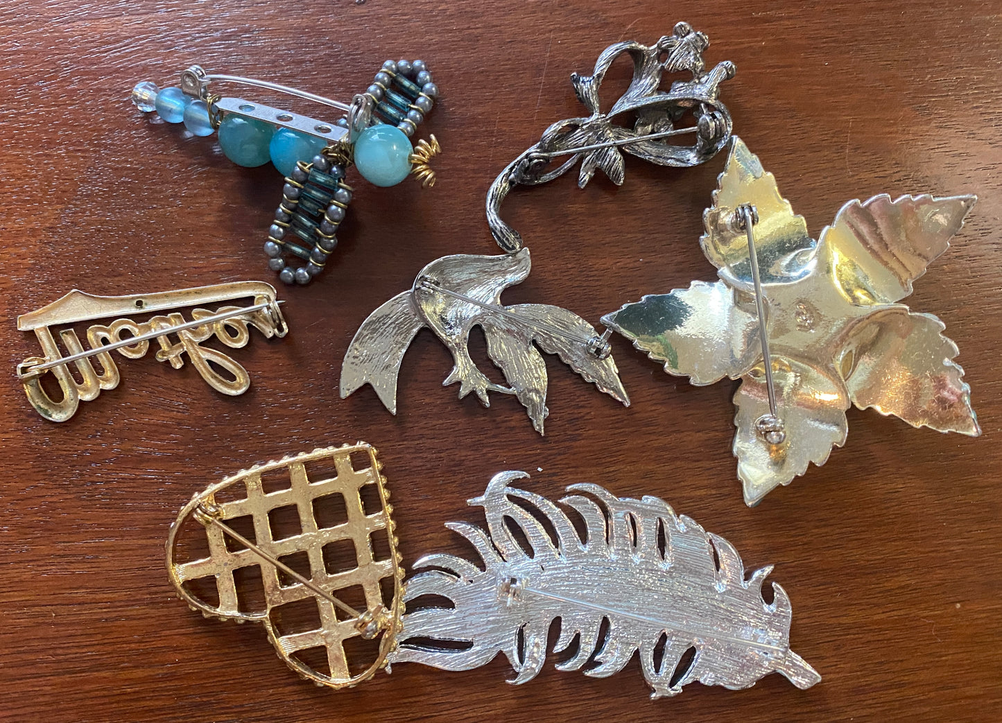 Set Lot of Brooches Pins Enamel Heart Faux Pearl