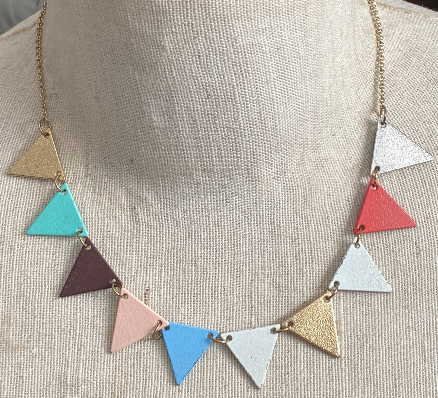 Plunder Bunting Pastel Gold Tone Collar Necklace