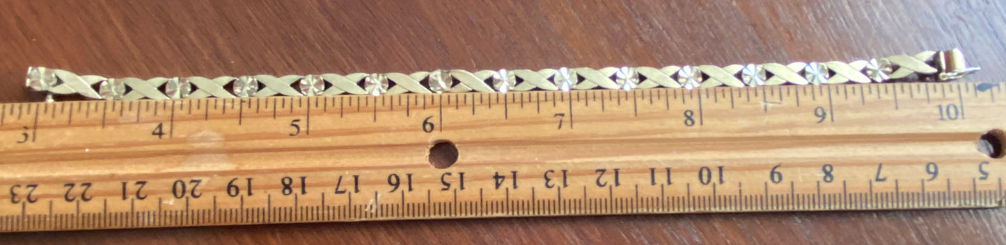 14k Yellow Gold Textured X Design Bracelet Signed RCI