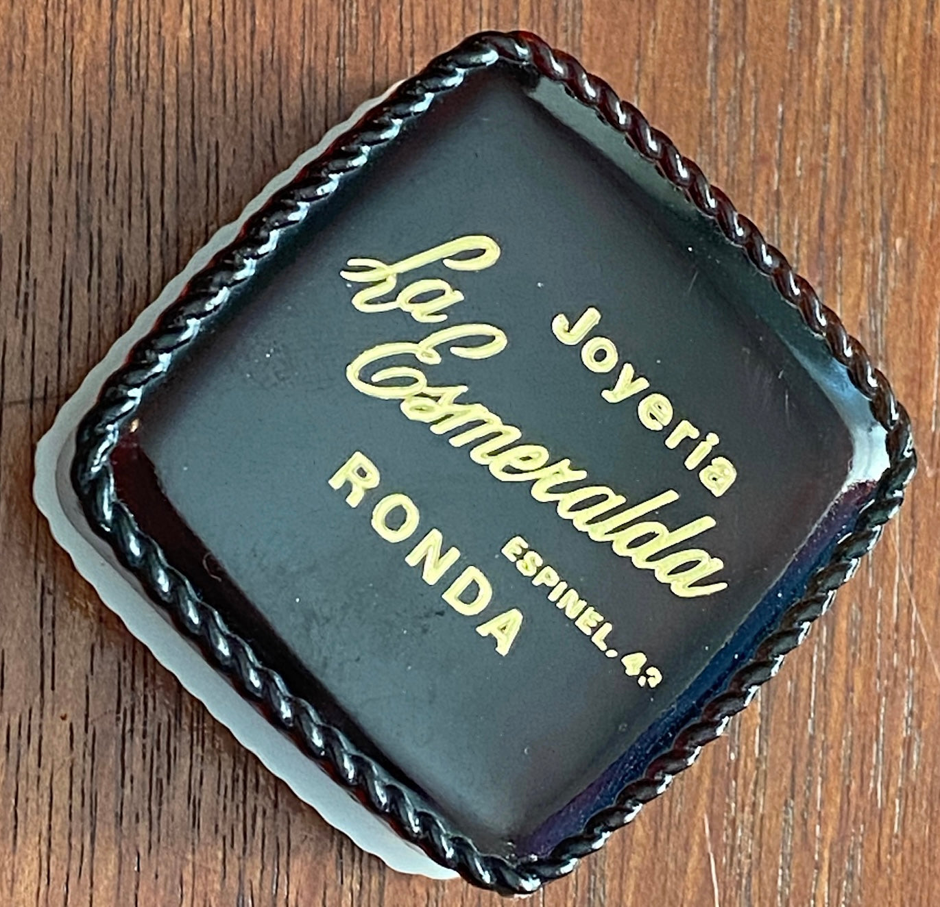 Vintage Advertising Celluloid Plastic Faux Tortoise Shell Trinket Jewelry Box