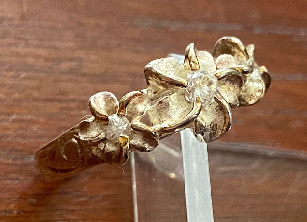 Sterling Silver 925 CZ Flower Ring Sz 5