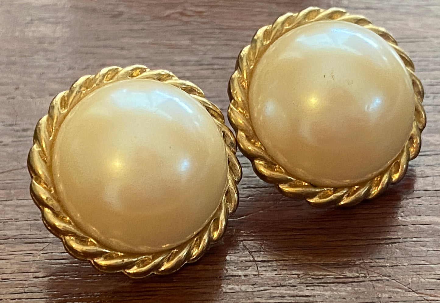 Vintage Faux Pearl Cabochon Adrienne Picard Pierced Earrings