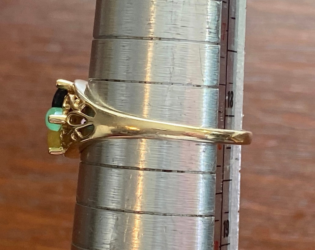 14k Yellow Gold Gemstone Diamond Ring Sz 8 Flower Design *Missing Stone*