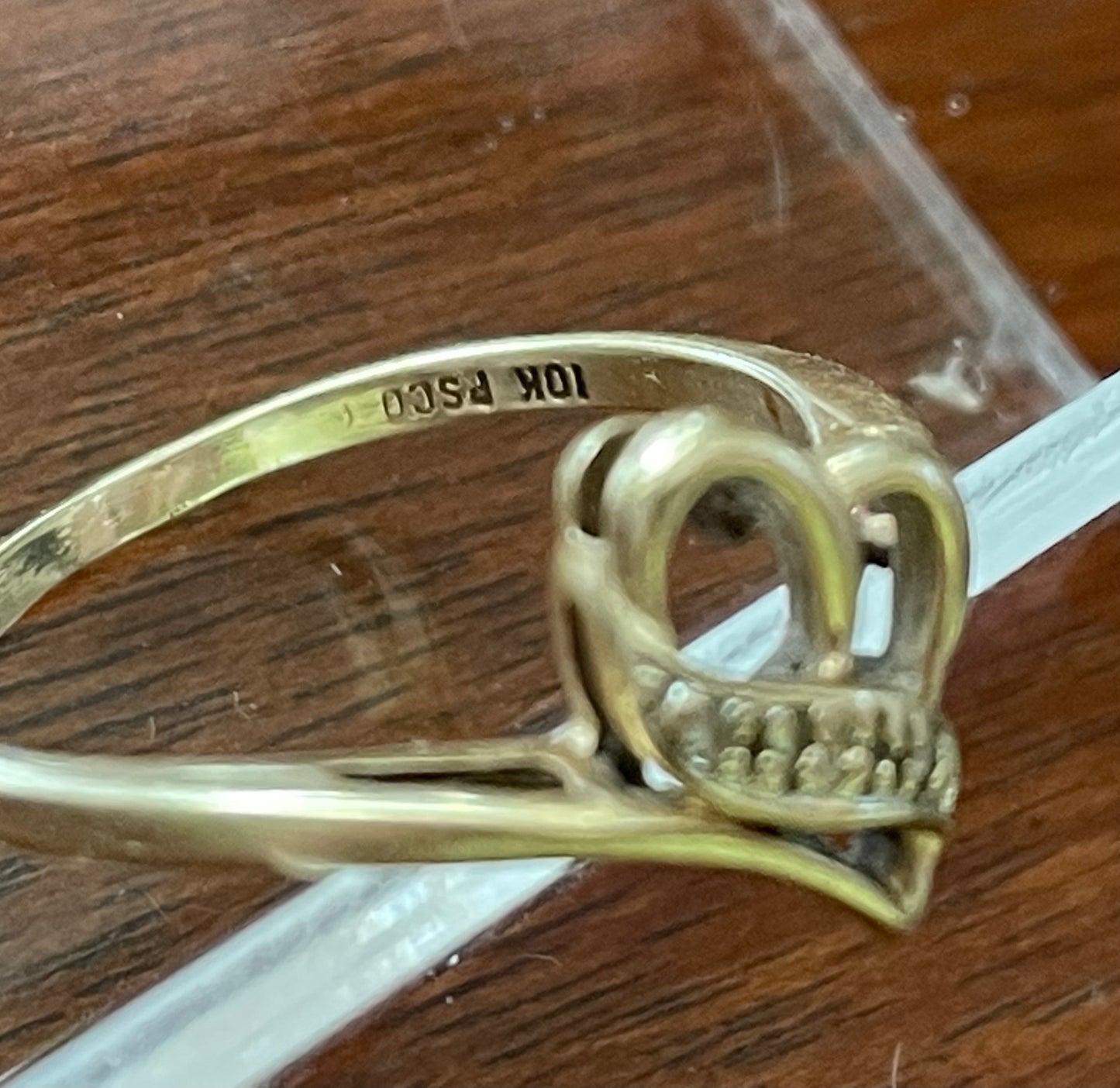 10k Yellow Gold Diamond Accent Heart Ring Sz 6.75 Signed PSCO - 2g