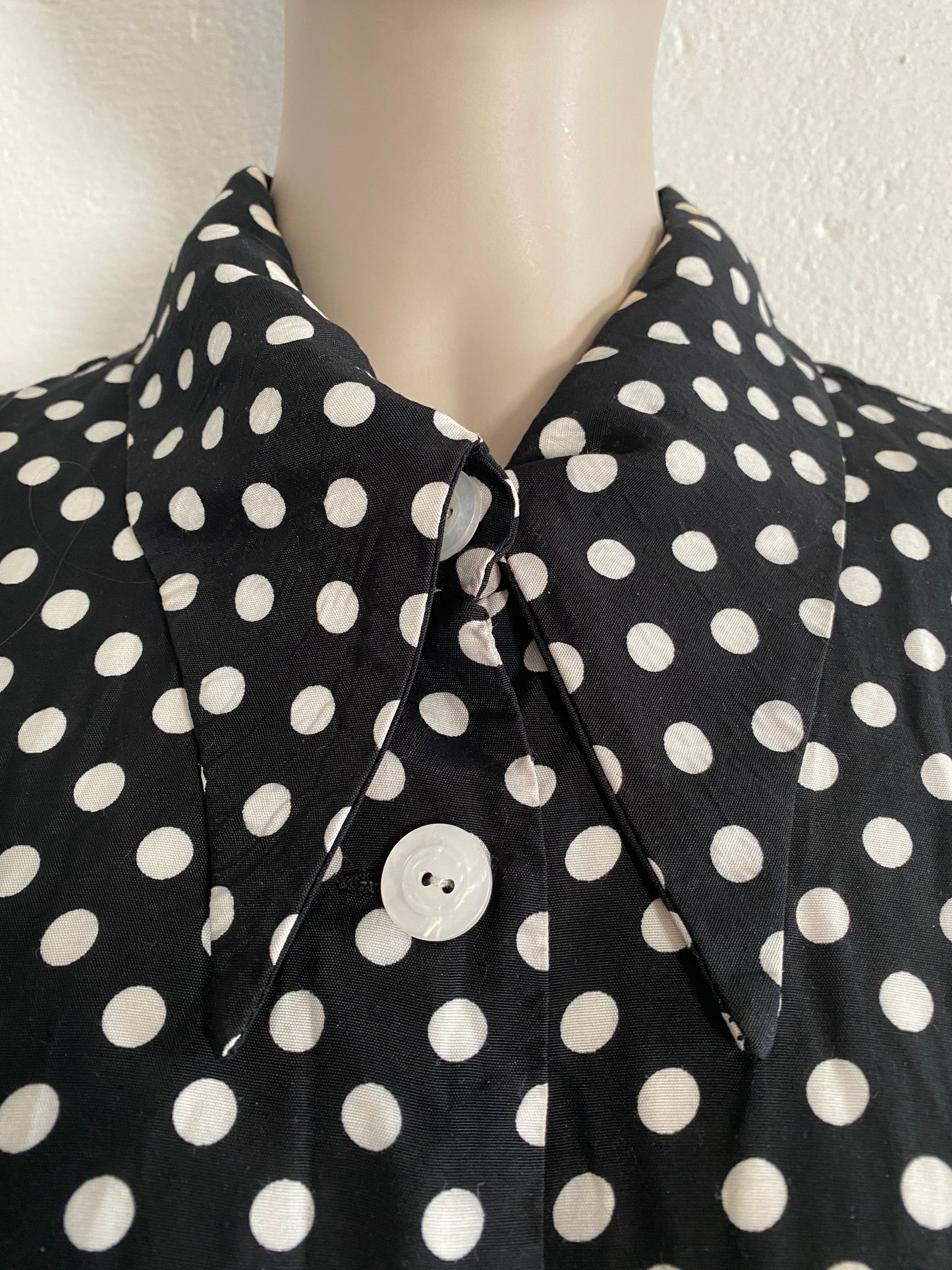 Vintage Dani Michaels Black White Polka Dot Tie Back Dress Sz 16 Sleeveless