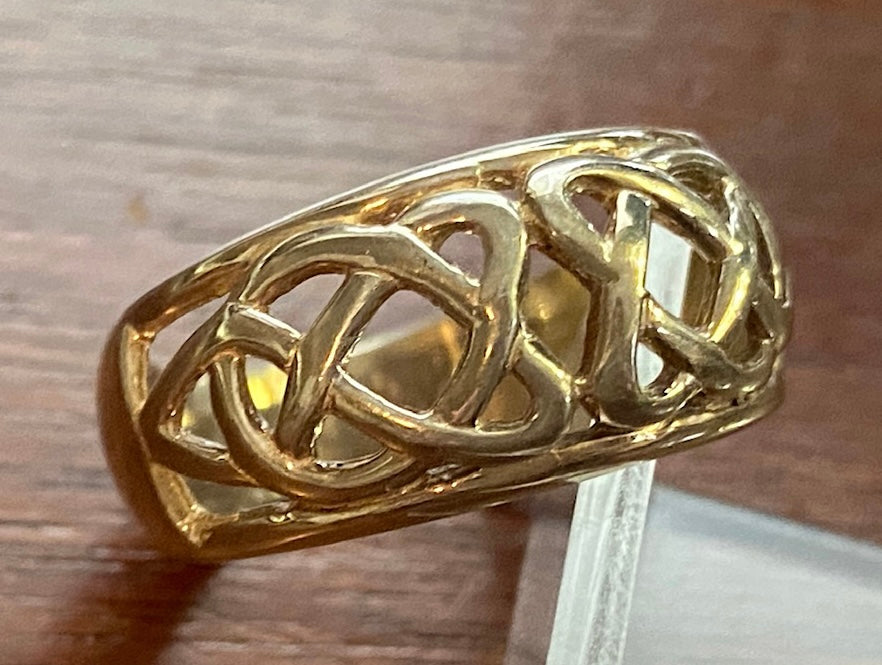 Sterling Silver 925 Wide Woven Knot Band Ring Sz 7.75