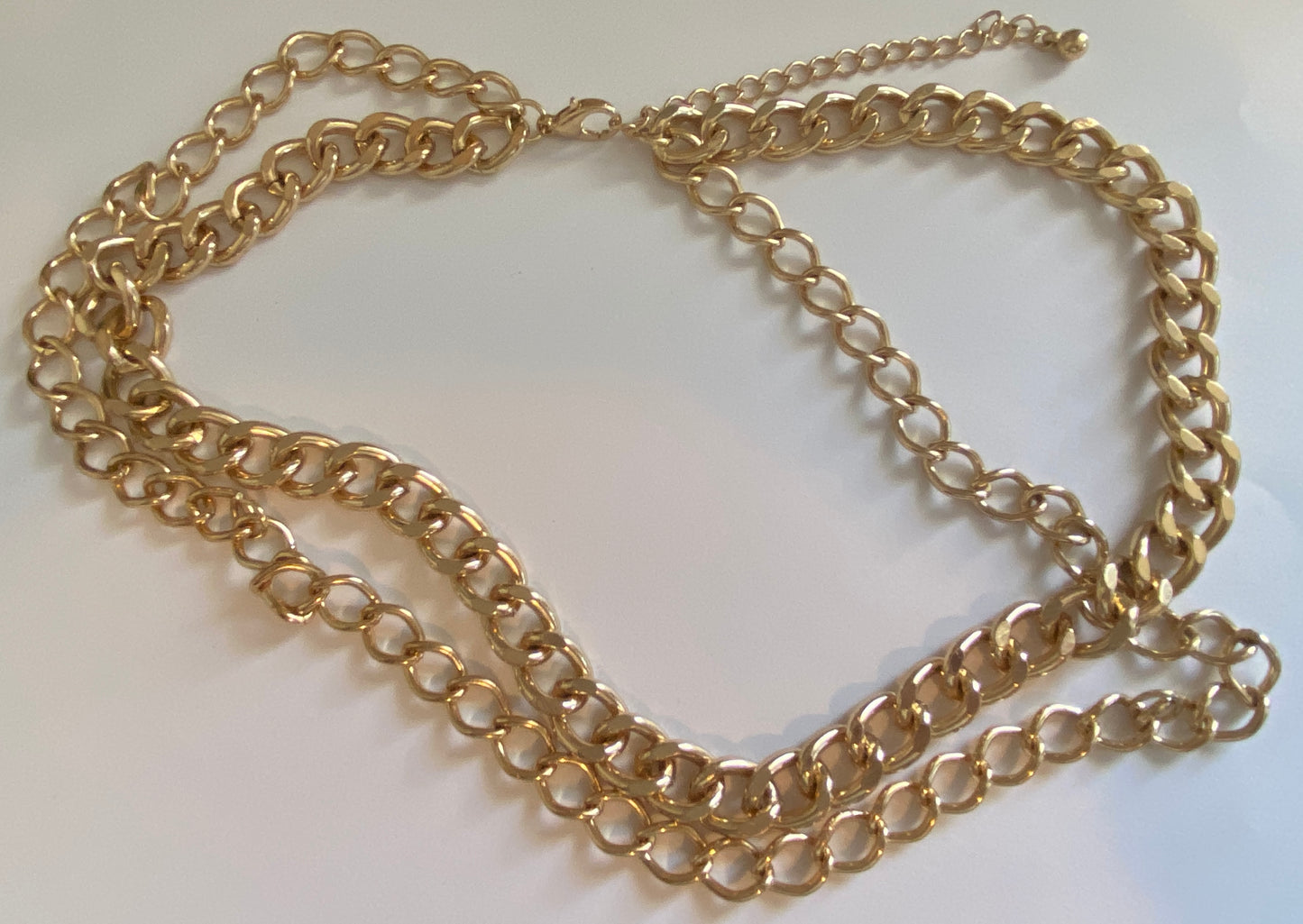 Vintage Gold Tone Metal Multistrand Curb Chain Necklace