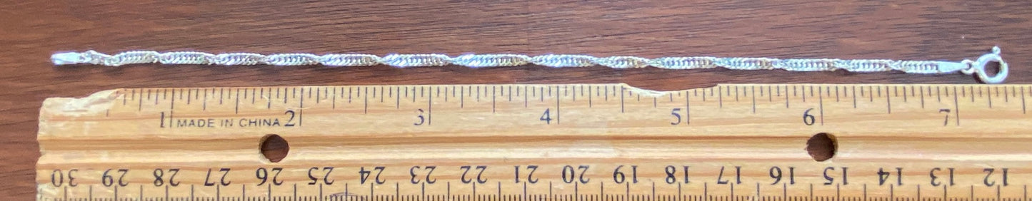 Sterling Silver 925 Twist Chain Link Bracelet 7.25" Long