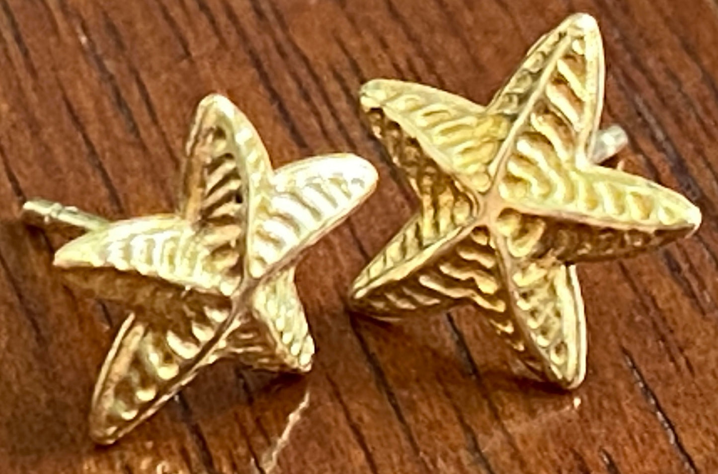 Sterling Silver 925 Gold Plate Starfish Pierced Stud Earrings