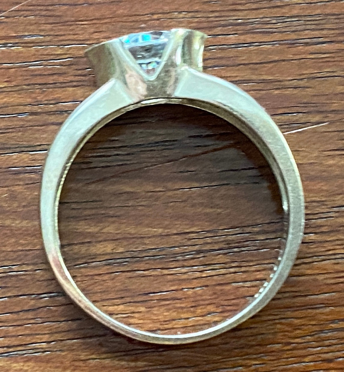 Sterling Silver 925 CZ Solitaire Modern Style Ring Sz 7.75 Signed DQ