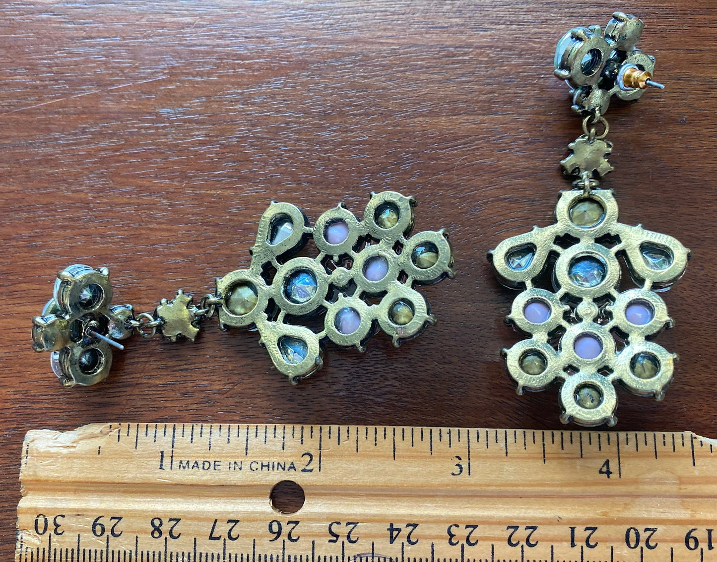 Statement Pageant Rhinestone Flower Drop Dangle Earrings