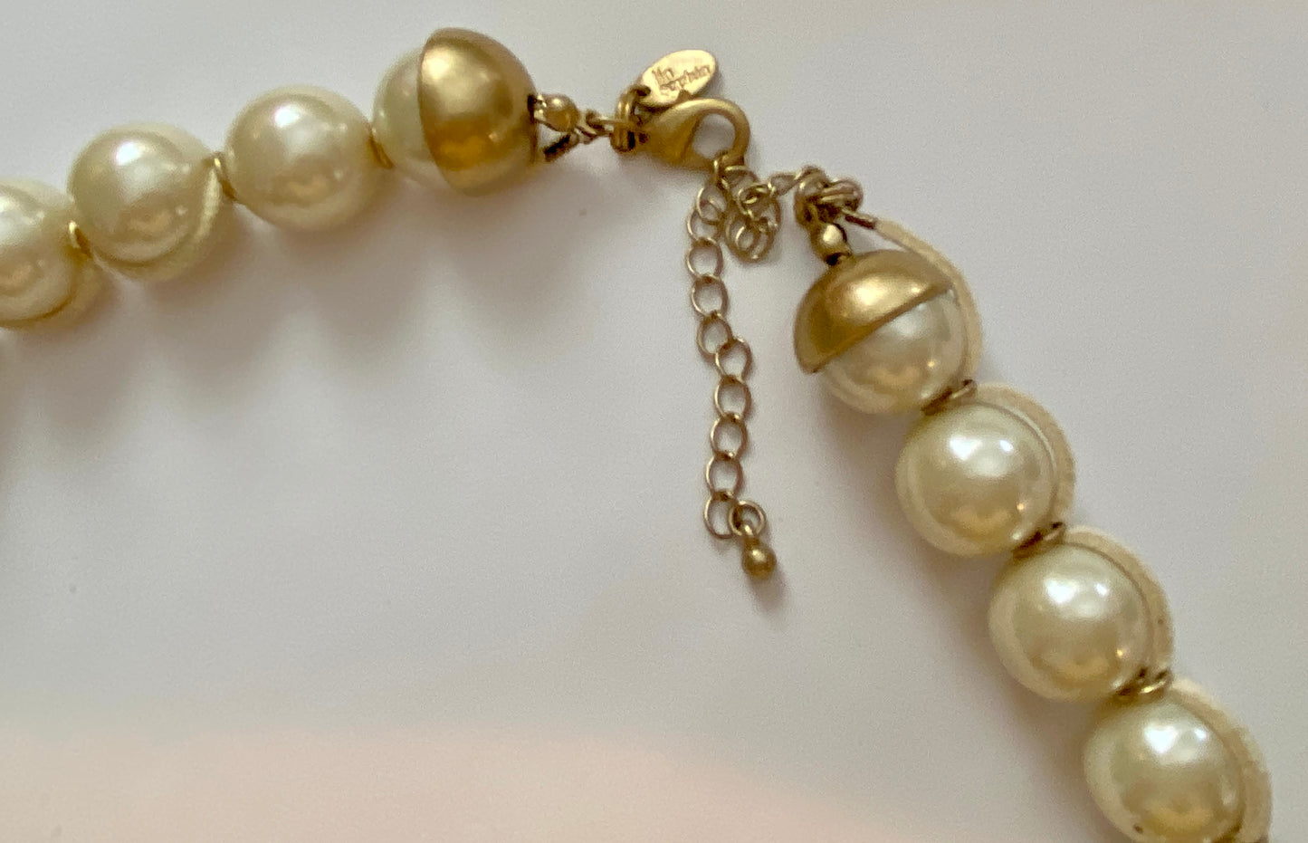 Lia Sophia Large Faux Pearl Single Strand Necklace Leather Cord