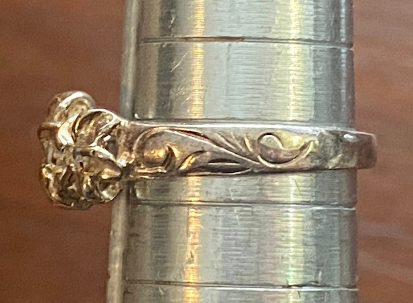 Sterling Silver 925 CZ Flower Ring Sz 5