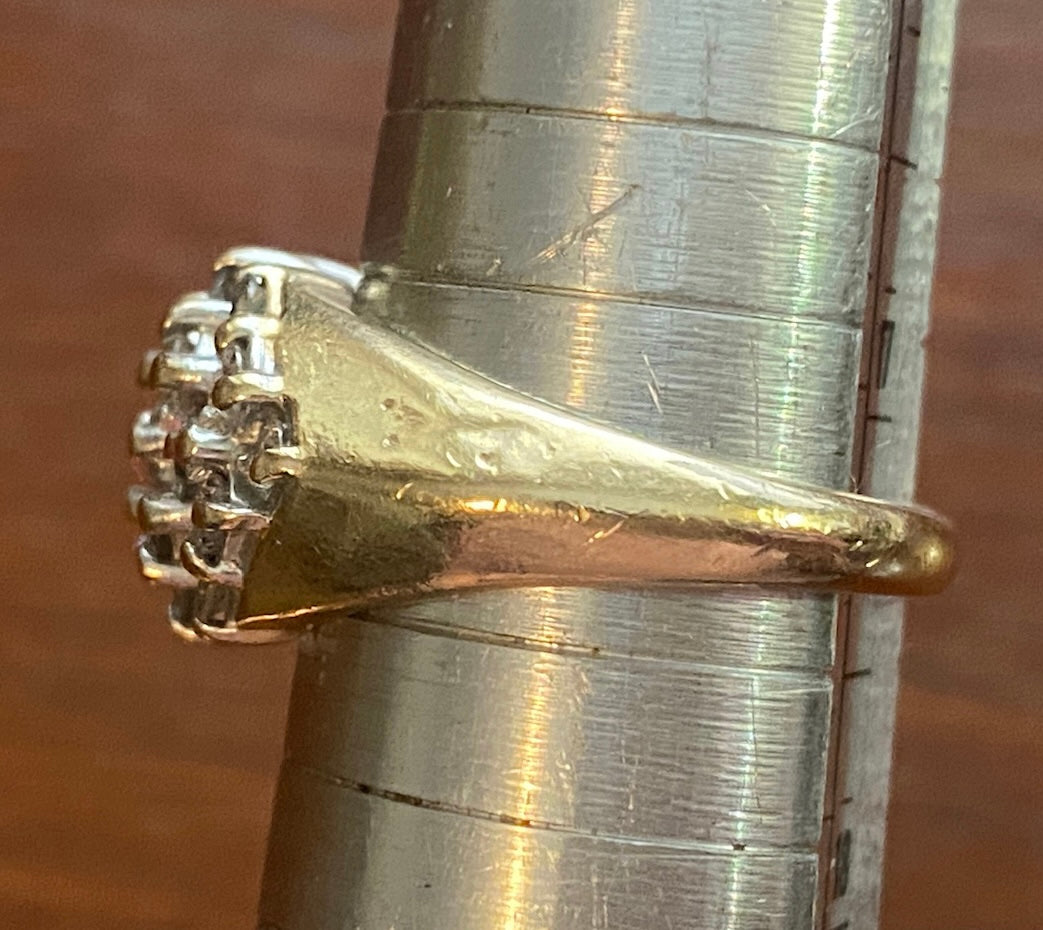 10k Yellow Gold Round 1ctw Diamond Cluster Ring Sz 6.75