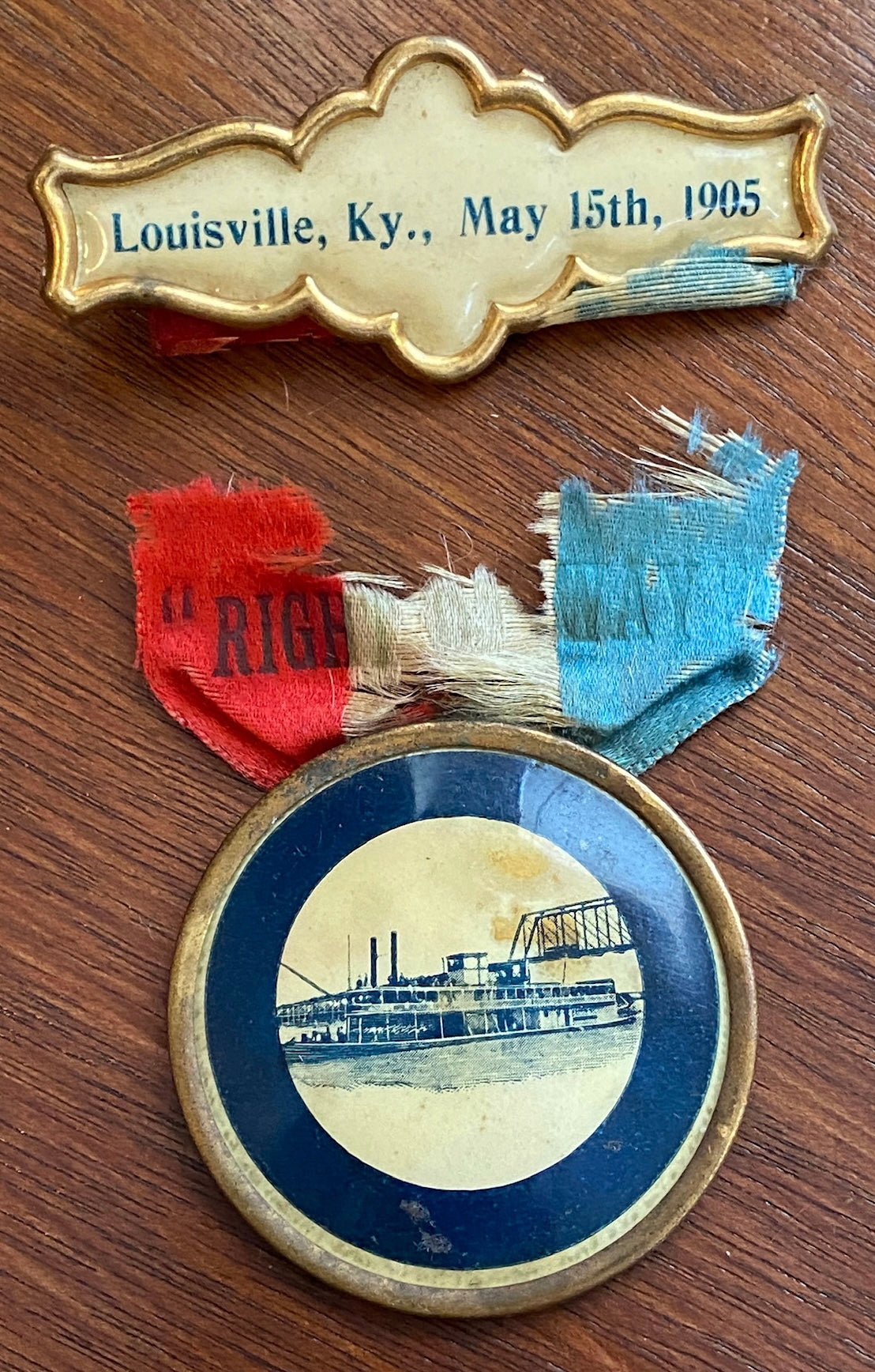 Antique Louisville Ky May 15th 1905 Ribbon Celluloid Brooch Protest Historical