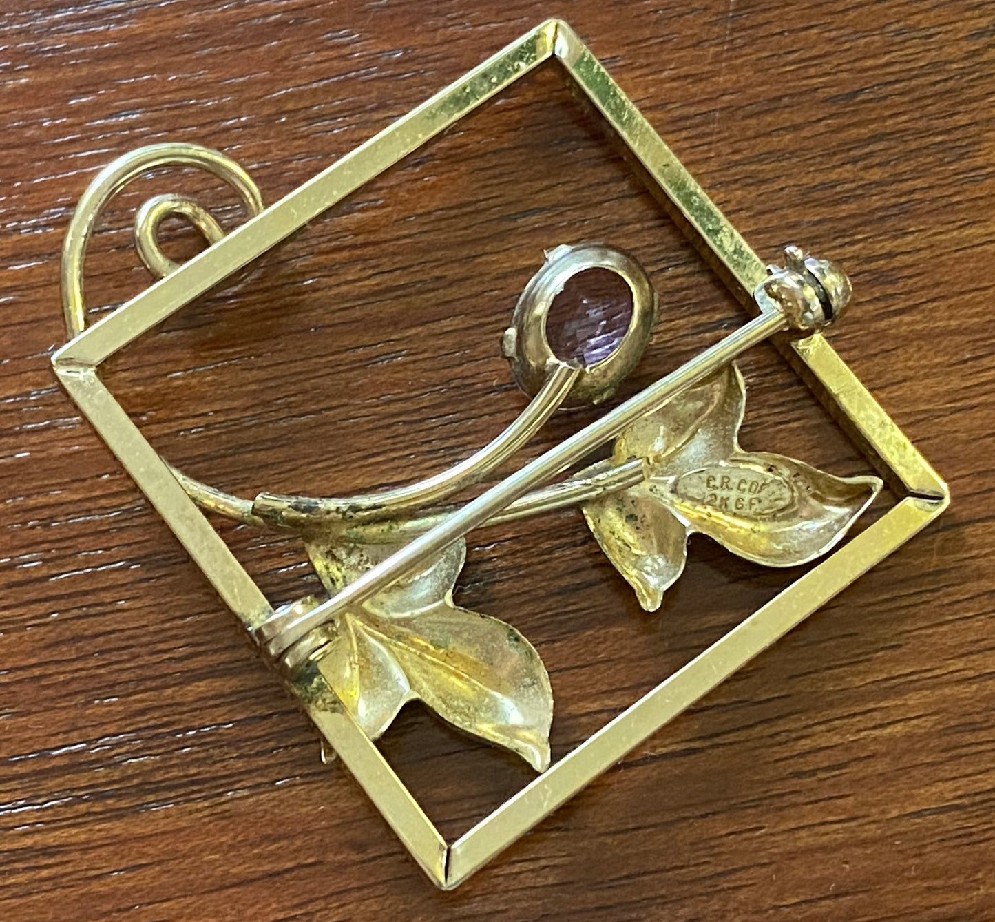Charles Reid CR Co 12k GF Brooch Pin Flower Frame