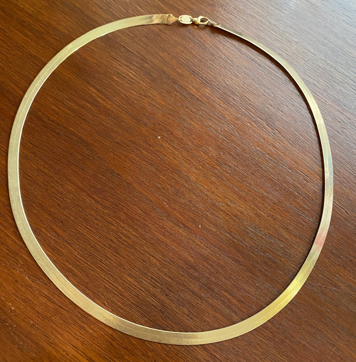 Vintage Aurafin 14k Yellow Gold Herringbone Chain Necklace 20" x 5mm