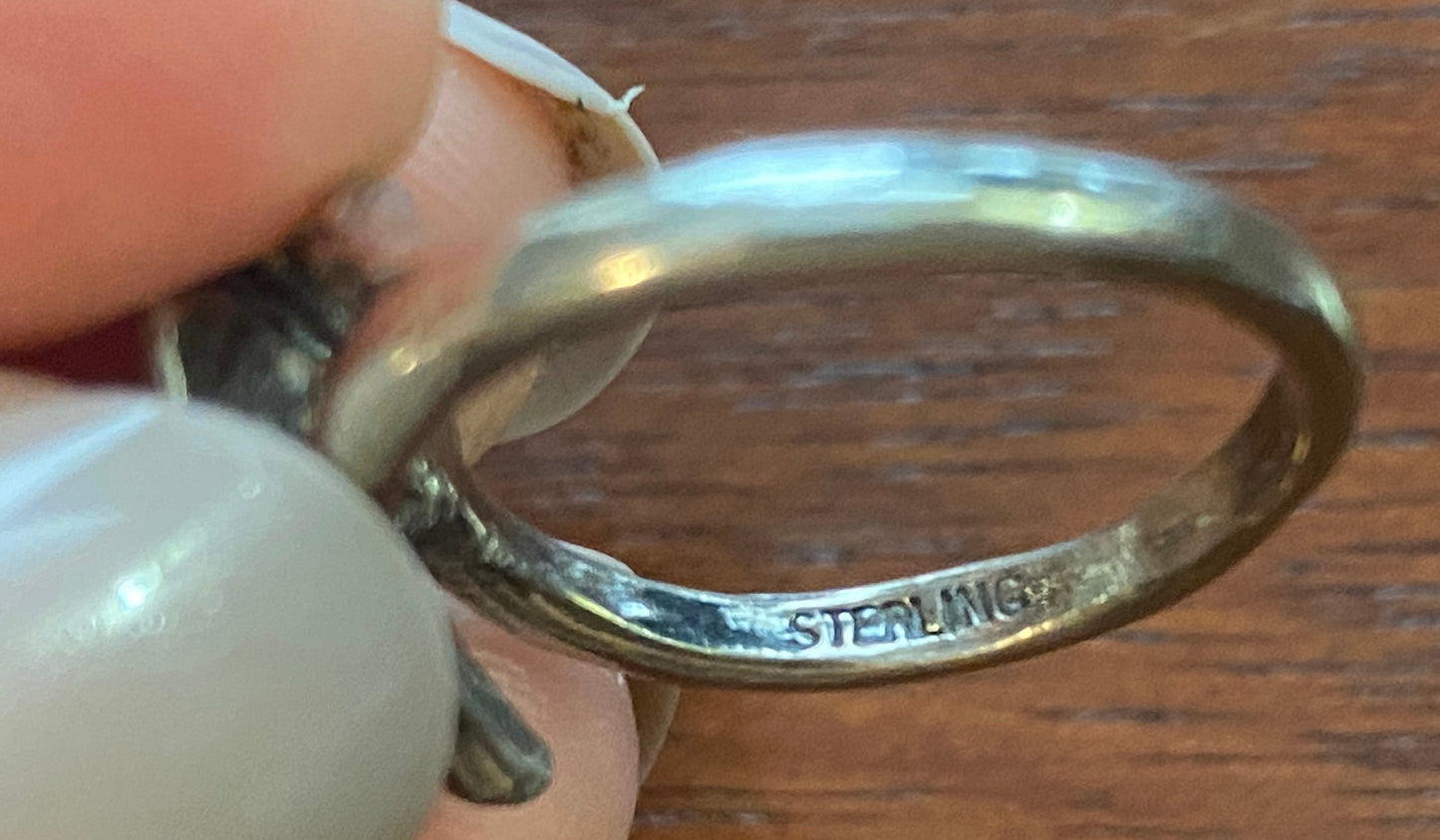 Sterling Silver 925 Rose Flower Ring Sz 7 - Signed DR