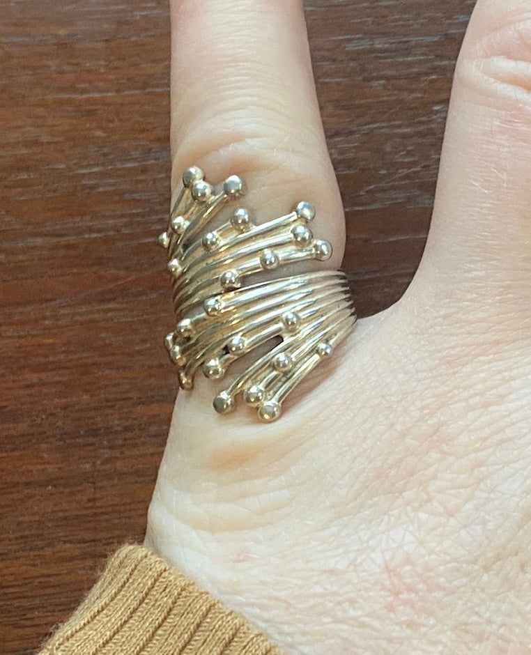 Sterling Silver 925 Modernist Wrap Ring Sz 5.5 - 5.75 Signed Beau