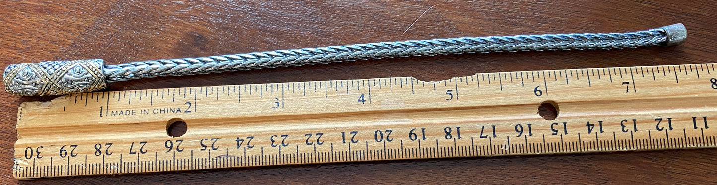 Vintage Silver Gold Tone Wheat Rope Chain Magnetic Clasp Bracelet