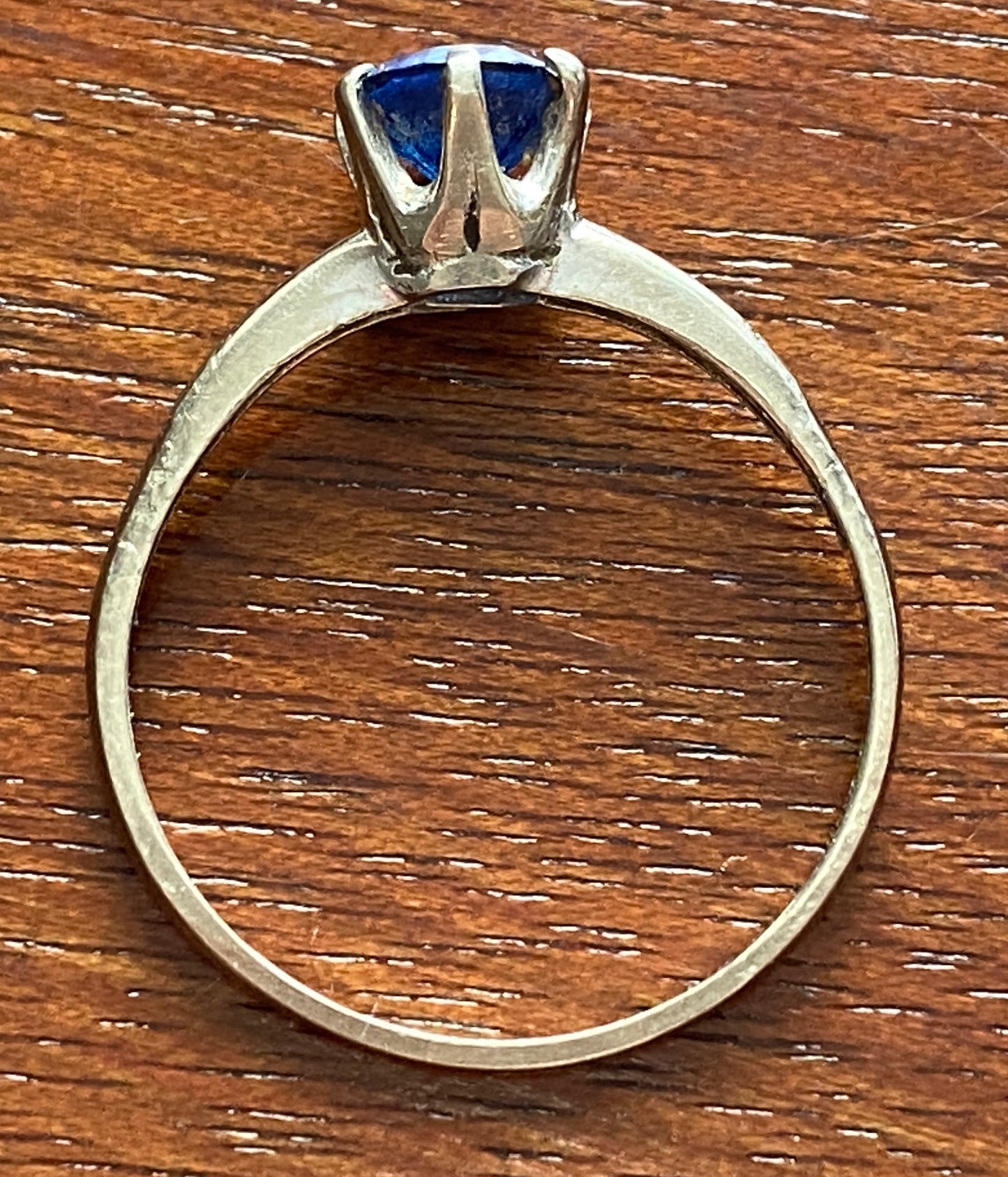 Signed 10k White Gold Ring 1ct Sapphire Sz 8.25