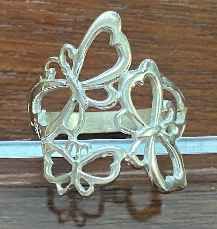 Sterling Silver 925 Butterfly Open Work Ring Sz 8
