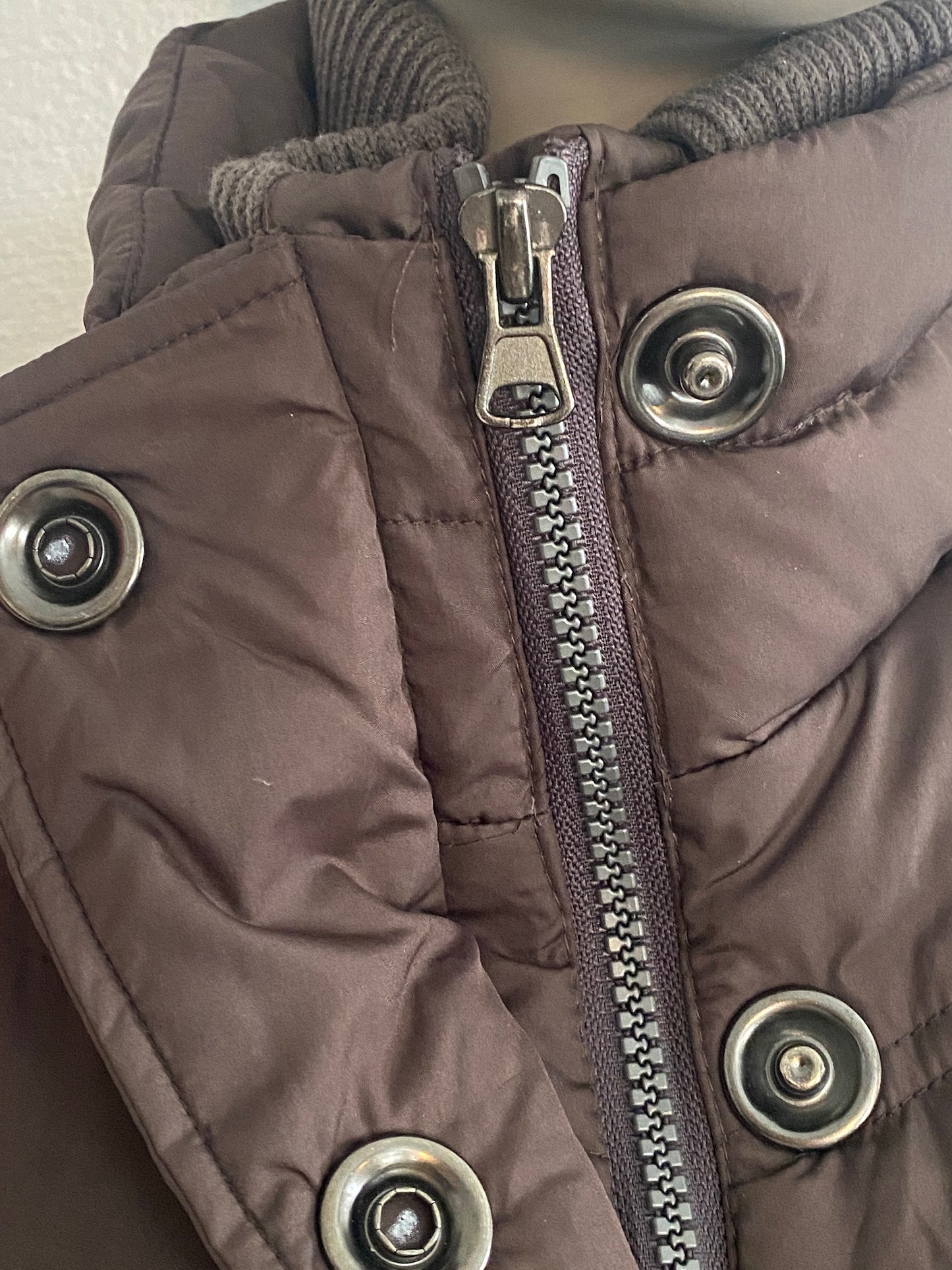 New York Classics Down Puffer Vest Dark Brown Button Zip Sz Small