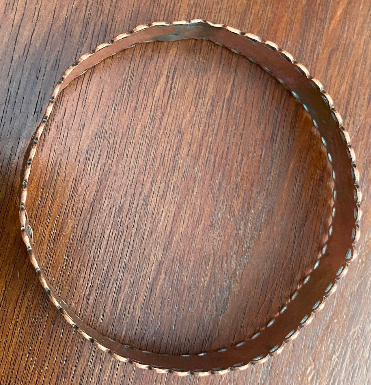 Copper Bangle Bracelet Patterned