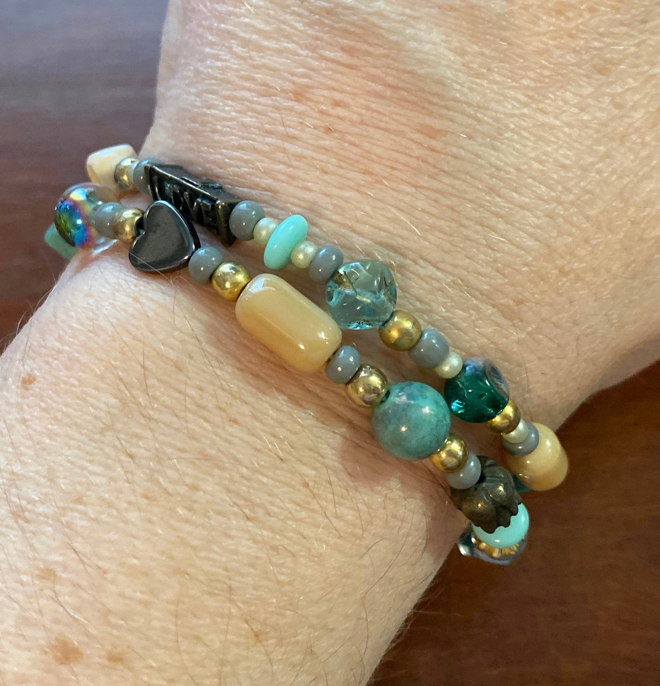 14k Yellow Gold Hematite Polished Stone I Love You Moon Star Jewelry Set