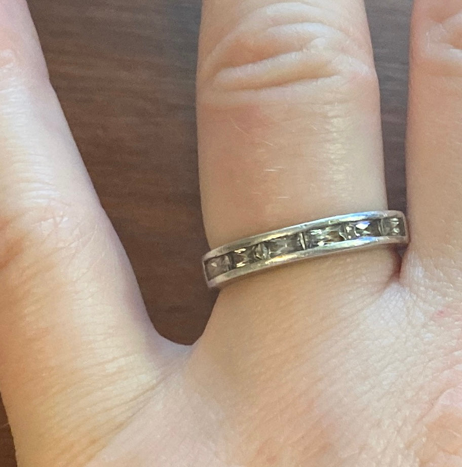 Sterling Silver 925 Baguette CZ Half Eternity Ring Sz 7.5
