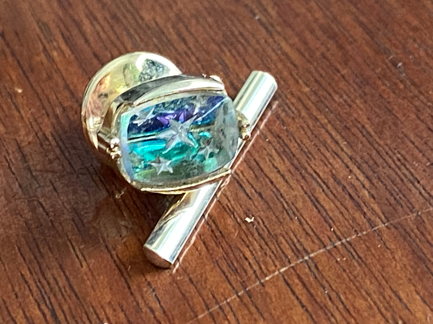 Vintage MCM Midcentury AB Aurora Borealis Starburst Tie Tack