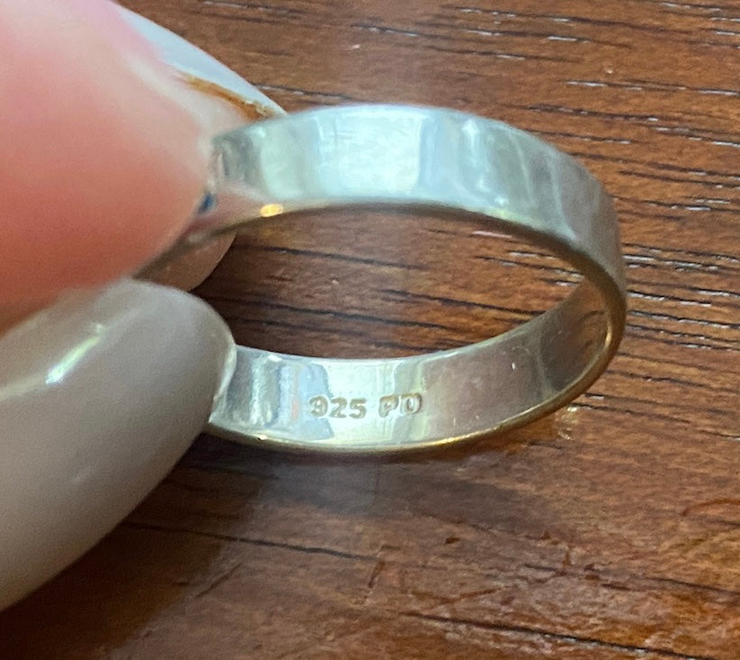Sterling Silver 925 Black Relief FAITH Ring Sz 6.75