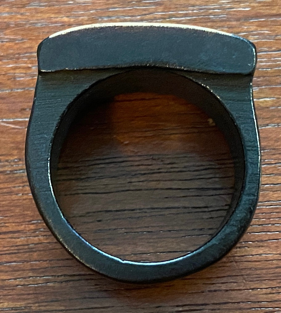 Black Wood Grain Burn in Guitar Design Ring Sz 8.75