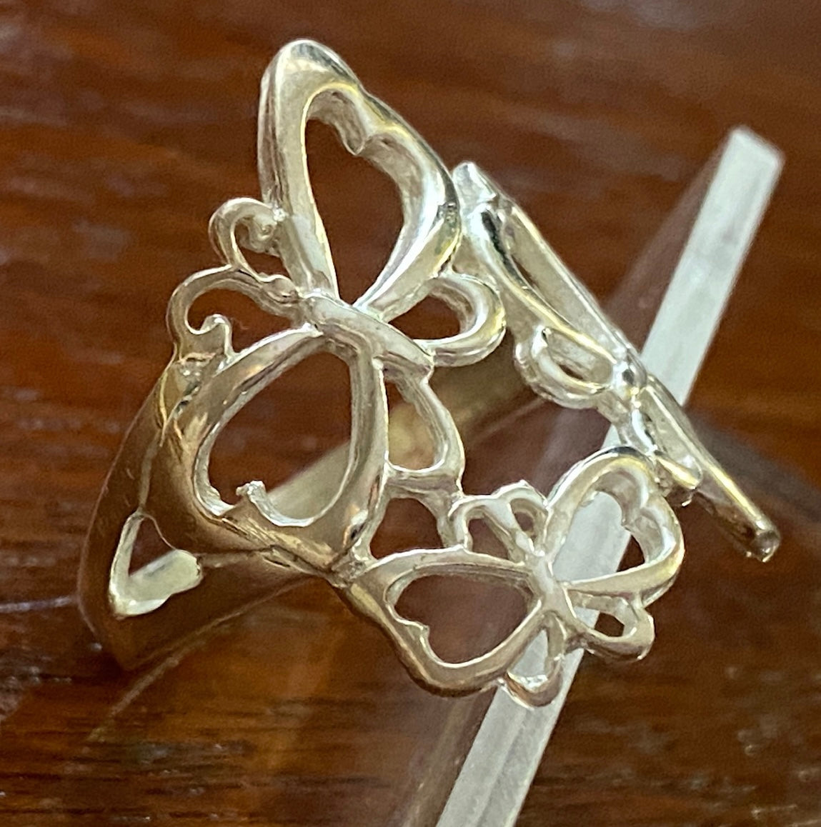 Sterling Silver 925 Butterfly Open Work Ring Sz 8