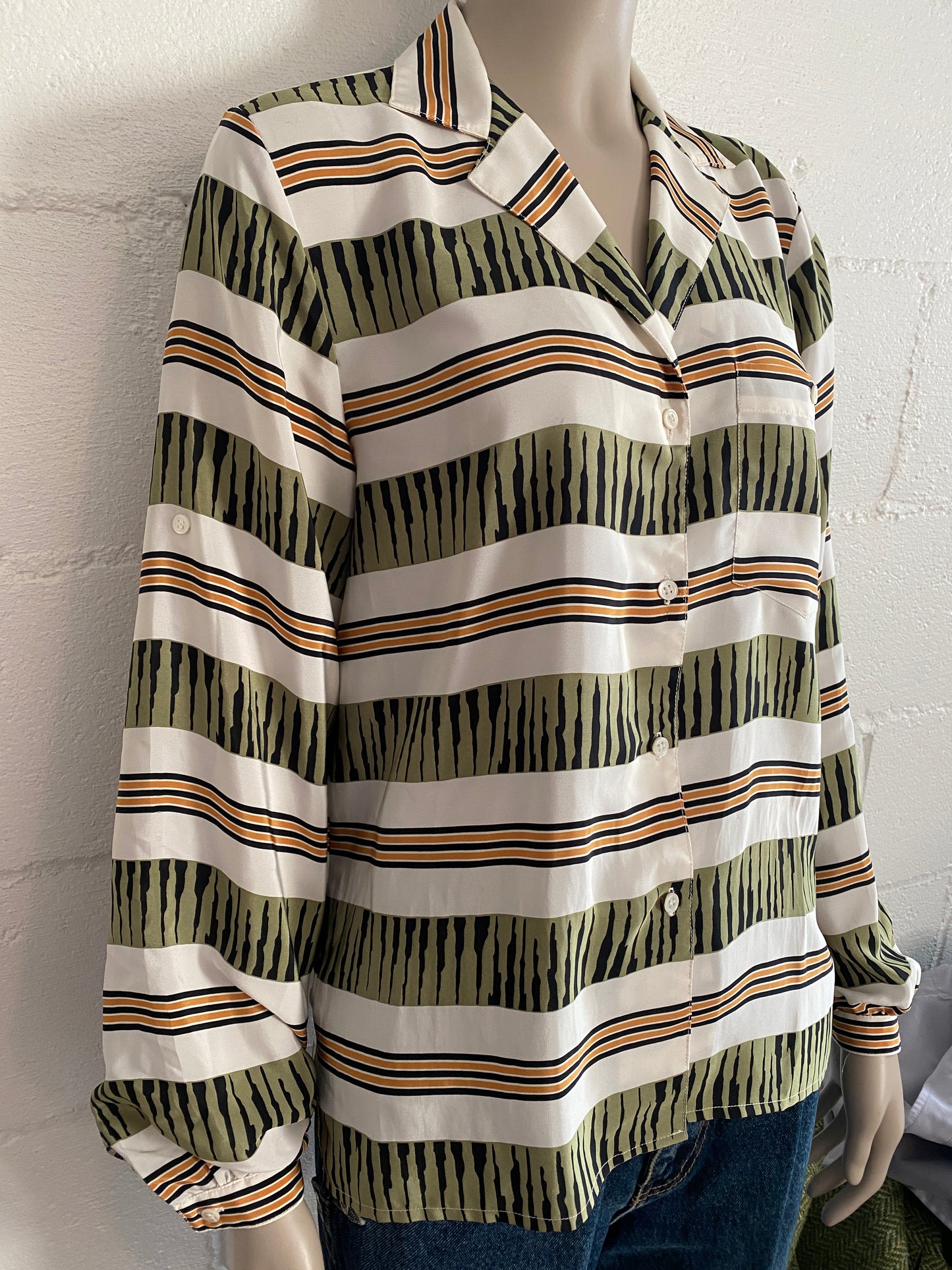 Vintage 90's Liz Claiborne Graphic Print Button Blouse Poly