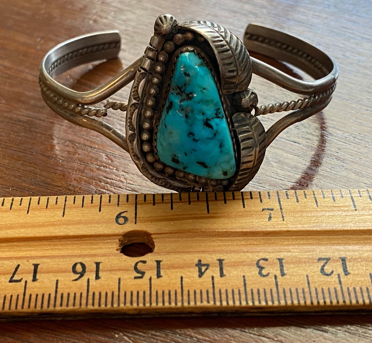 Vintage Old Pawn Silver Turquoise Cuff Bracelet