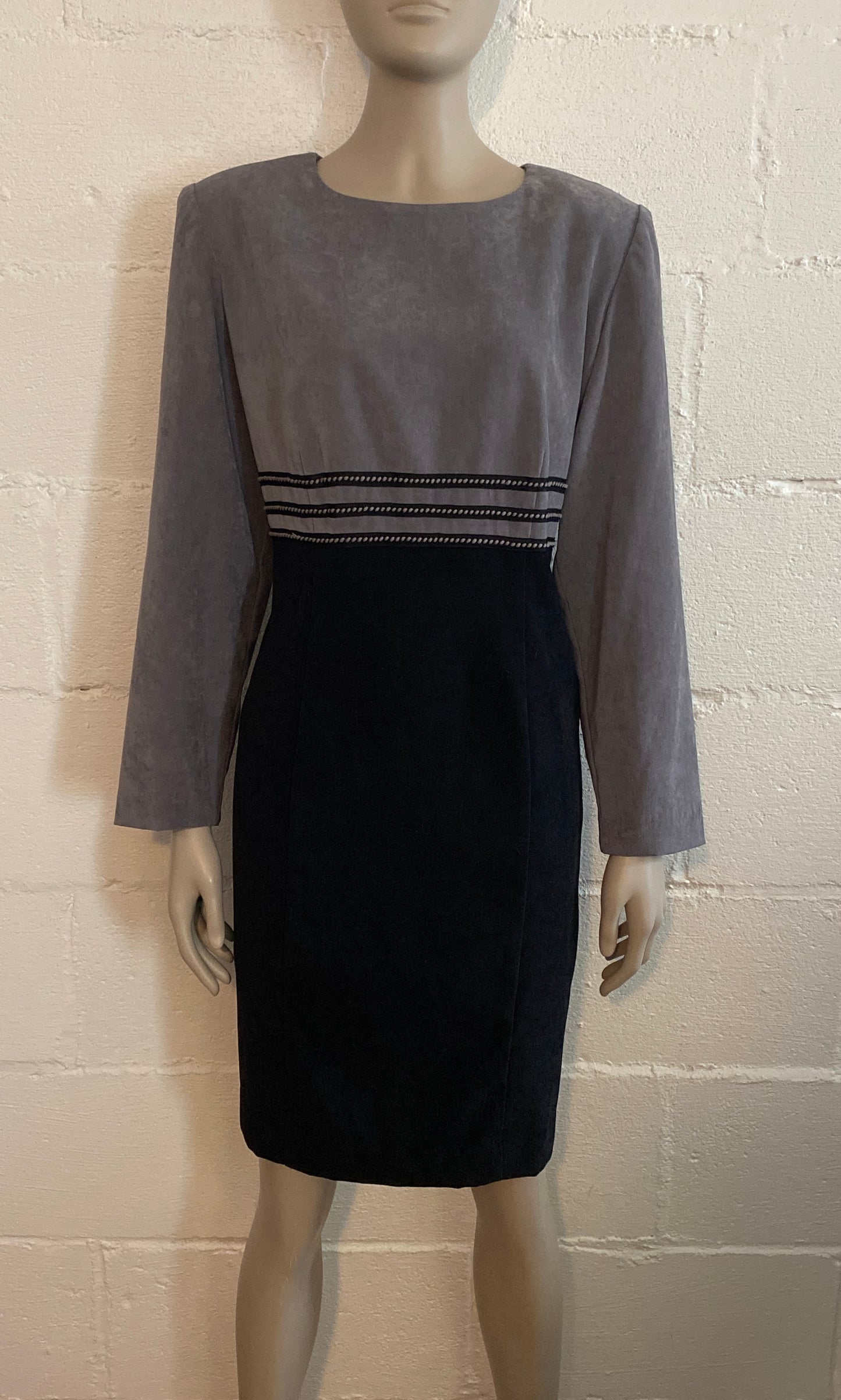 Vintage 90's Faux Suede Color Block Dress Sz 12