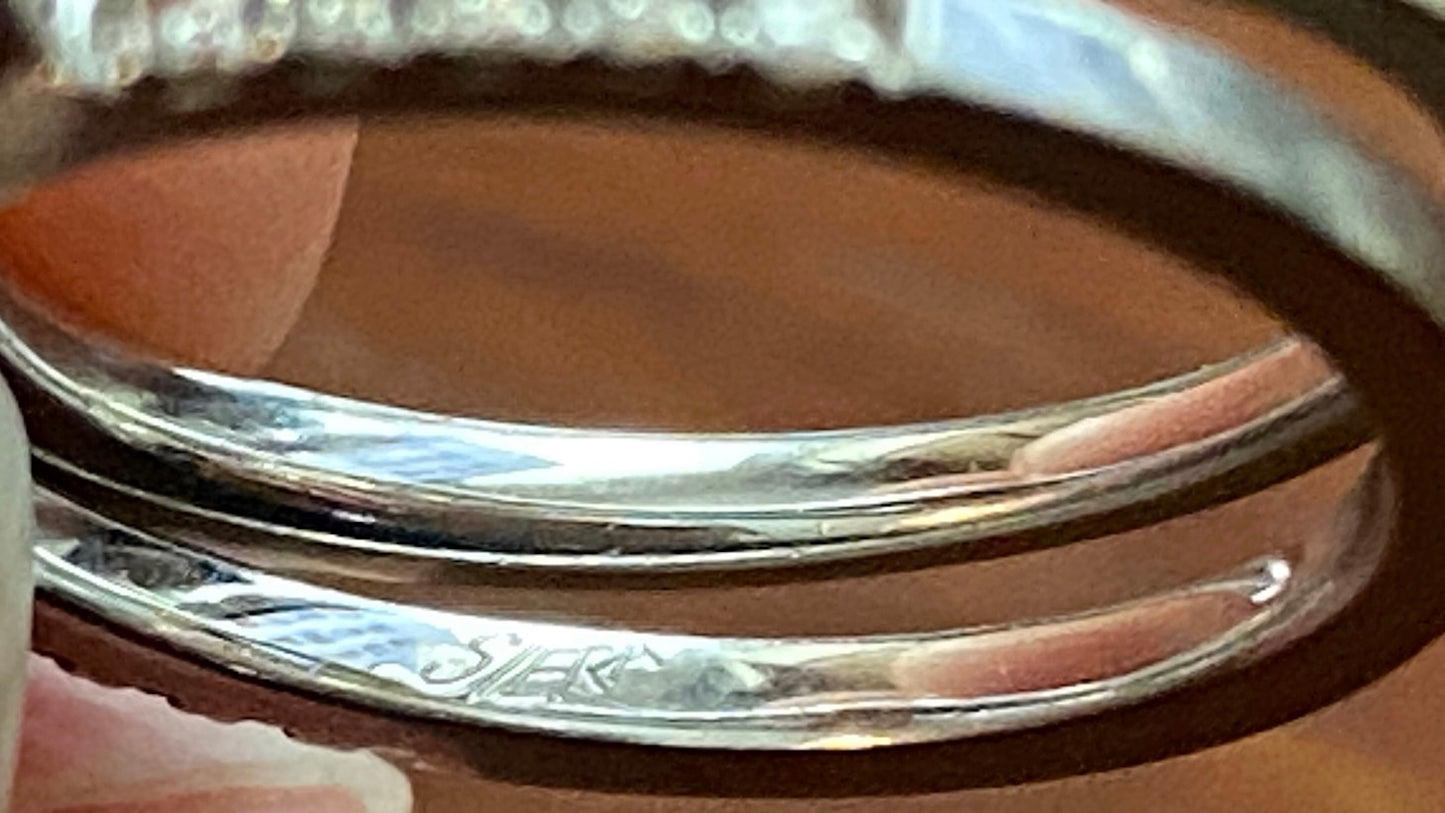 Rogers & Hollands 14k White Gold 1/2ct Princess Cut Wedding Set Sz 4